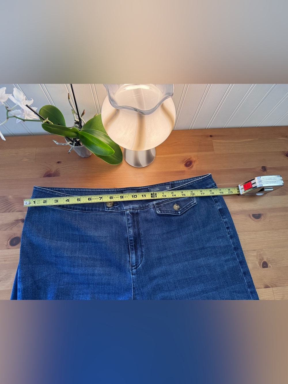 J. Jill Denim Blue Tab Waist Full Leg Crops Size 16 - Picture 3 of 10